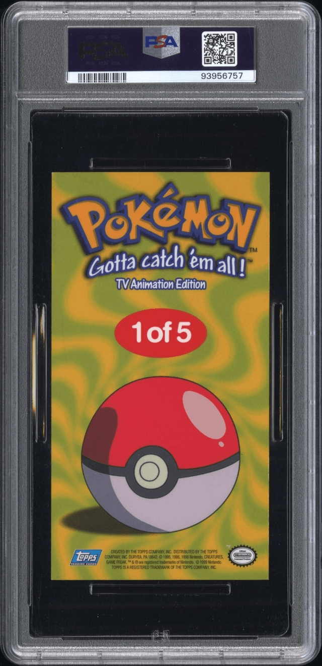 PSA 8 Pikachu #1 Topps Pokémon TV Anime Series 1 Oversized Tin Toppers